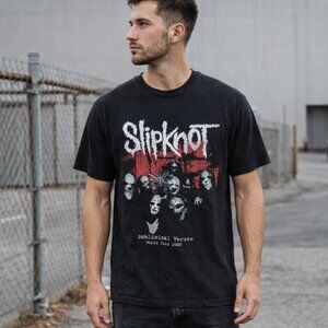 Slipknot Subliminal Verses 2005 World Tour Black Graphic Band Tee Size M